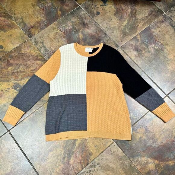 Edinburgh Color Block Long Sleeve Crew Neck Sweater XL - Picture 4 of 10